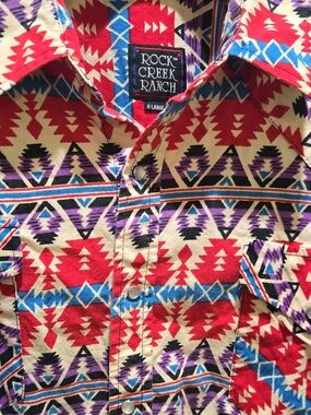 Men’s Rock Creek Ranch Vintage Tan Aztec Pearl Snap-Front Shirt